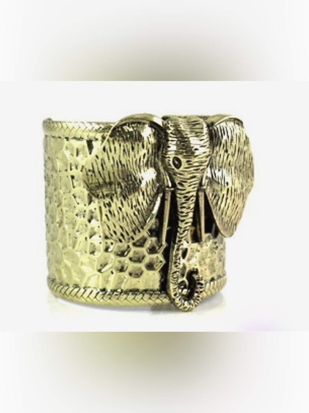 Bronze Gold Elephant Cuff Bracelet
